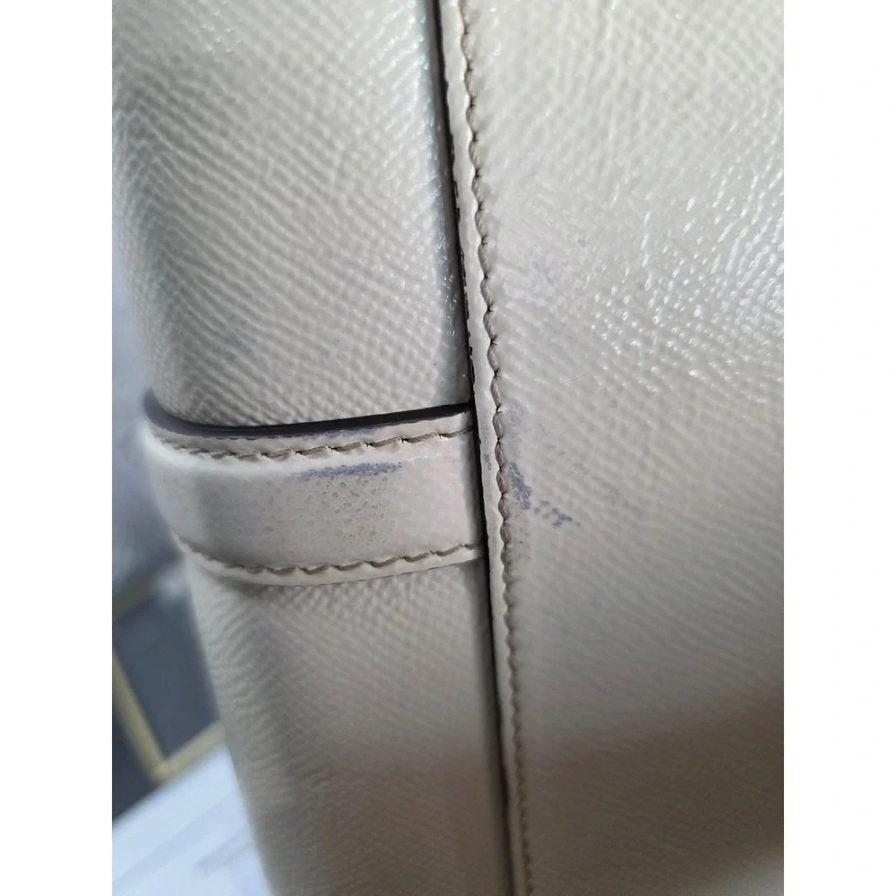 Burberry Chatton Ivory Leather Drawstring Tote Satchel Bag Wt‎ Gold Hardware COA